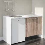 Kitchenette k17l - pt - 140 cm avec plan de travail et évier - façade bois - plan blanc - crédences non ... Kitchenette k17l - pt - 140 cm avec plan de travail et évier - façade bois - plan blanc - crédences non ...
