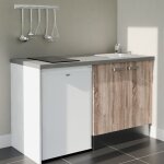 Cuisibane - kitchenette k17l - pt - 140 cm avec plan de travail et évier - façade bois - plan gris - ... Cuisibane - kitchenette k17l - pt - 140 cm avec plan de travail et évier - façade bois - plan gris - ...