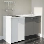 Kitchenette k17l - pt - 140 cm avec plan de travail et �vier - fa�ade gris - plan blanc - cr�dences non ...
