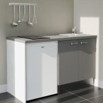Cuisibane - kitchenette k17l - pt - 140 cm avec plan de travail et évier - façade gris - plan gris - ... Cuisibane - kitchenette k17l - pt - 140 cm avec plan de travail et évier - façade gris - plan gris - ...