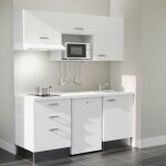 Kitchenette k20l - pt - 180 cm avec plan de travail et vier - faade blanc - plan blanc - crdences ...