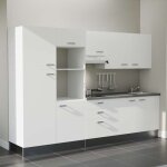 Kitchenette k46l - pt - 300 cm - plan stratifié, évier inox, - façade blanc - plan gris béton - evier ... Kitchenette k46l - pt - 300 cm - plan stratifié, évier inox, - façade blanc - plan gris béton - evier ...