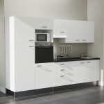 Cuisibane - kitchenette k46l - pt - 300 cm avec plan de travail et vier - faade blanc - plan noir - ...