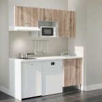 Kitchenette k55l - pt - 180 cm avec plan de travail et vier - faade bois - plan blanc - crdences non ...