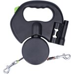 Kkmoon - laisse rtractable double pour chiens - 2 en 1 avec distributeur de sacs et lampe torche - longueur ...
