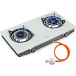 Klarstein - barzona plaque de cuisson gaz, 2 brleurs, 7, 7kw, acier inox & verre, allumage pizo, scurit ...