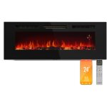 Galeras smart chemine lectrique effet de flamme murale - 1800 w, led raliste, contrle par appli & ...