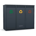 Klarstein ordnungshter 3 poubelle de tri slectif - 45 l, 3 bacs amovibles 15 l, acier inoxydable, systme ...