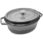 Klarstein - sauteuse podolica - 5, 5 litres - casserole en fonte maille ovale deux poignes - gris