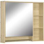 Kleankin - armoire miroir murale de salle de bain - porte, 2 tagres, 3 niches, porte - serviette - ...