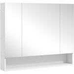 Kleankin - armoire miroir salle de bain 3 portes 5 �tag�res, niche - 90 x 15 x 75 cm - blanc