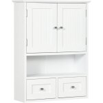 Kleankin - armoire murale de salle de bain - 2 portes, 2 tiroirs, niche - mdf blanc Kleankin - armoire murale de salle de bain - 2 portes, 2 tiroirs, niche - mdf blanc