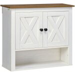 Kleankin - armoire murale salle de bain style rustique chic - 2 portes, tagre, niche - effet bois noyer ...
