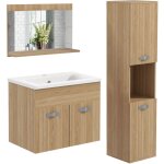 Ensemble 3 meubles salle de bain avec vasque - meuble sous - vasque suspendu, miroir, meuble colonne ... Ensemble 3 meubles salle de bain avec vasque - meuble sous - vasque suspendu, miroir, meuble colonne ...