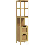 Kleankin - meuble colonne rangement salle de bain style cosy dim. 30l x 30l x 144h cm 3 tagres 2 tiroirs ...