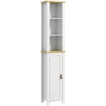 Kleankin - meuble colonne rangement de salle de bain sur pied porte 2 �tag�res 3 niches aspect bois clair ...