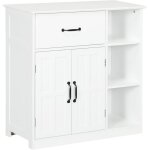 Kleankin - meuble salle de bain - meuble bas 2 portes tagre tiroir 3 niches - 80x34x81cm - blanc noir ...