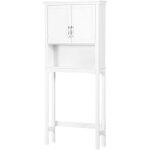 Kleankin - meuble wc dessus de toilette - 2 portes, tagre, niche - poignes mtal mdf blanc