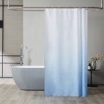 Petit rideau douche pour baignoire angle, impermable, chic, bleu clair dgrad, 120 x 200 cm, long, ...