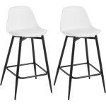 Lot de 2 tabourets de bar 42x43x86. 5 cm klihome tabouret de cuisine avec dossier, si�ge en pp et cadre ...