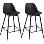 Lot de 2 tabourets de bar 42x43x86. 5 cm klihome tabouret de cuisine avec dossier, si�ge en pp et cadre ...