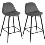 Lot de 2 tabourets de bar 42x43x86. 5 cm klihome tabouret de cuisine avec dossier, sige en velours et ...