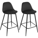 Lot de 2 tabourets de bar 42x43x86. 5 cm klihome tabouret de cuisine avec dossier, si�ge en velours et ...