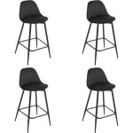 Klihome - lot de 4 tabourets de bar 42x43x86. 5 cm tabouret de cuisine avec dossier, si�ge en velours ...