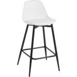 Tabouret de bar 42x43x86. 5 cm klihome tabouret de cuisine avec dossier, si�ge en pp et cadre en m�tal ...