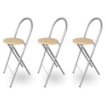 Kmh� lot de 3 tabourets bill ? pliables et gain de place, argent / h�tre ? tabourets avec dossier et ...