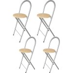 Kmh� lot de 4 tabourets bill ? pliables et gain de place, argent / h�tre ? tabourets avec dossier et ...