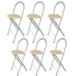Kmh� lot de 6 tabourets bill ? pliables et gain de place, argent / h�tre ? tabourets avec dossier et ...