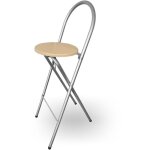 Kmh� tabouret bill ? pliable et gain de place, argent / h�tre ? tabouret avec dossier et repose - pieds, ...