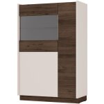 Selsey - kobbe - vitrine basse  3 portes - 85 cm - beige / noyer okapi