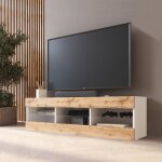 Meuble banc tv tivoli 140, blanc / wotan, largeur 140cm x hauteur 40, 5cm x profondeur 35cm, sans led, ... Meuble banc tv tivoli 140, blanc / wotan, largeur 140cm x hauteur 40, 5cm x profondeur 35cm, sans led, ...