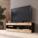 Komodee, meuble banc tv tivoli 140, noir / wotan, largeur 140cm x hauteur 40, 5cm x profondeur 35cm, ... Komodee, meuble banc tv tivoli 140, noir / wotan, largeur 140cm x hauteur 40, 5cm x profondeur 35cm, ...