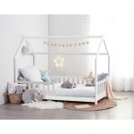 Kontarboor - lit cabane enfant en bois blanc avec sommier, 90 x 190 cm et matelas. Kontarboor - lit cabane enfant en bois blanc avec sommier, 90 x 190 cm et matelas.