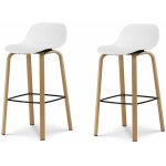 Kosmi - lot de 2 tabourets de bar blancs style scandinave avec pieds effet bois en métal - hauteur 66cm ... Kosmi - lot de 2 tabourets de bar blancs style scandinave avec pieds effet bois en métal - hauteur 66cm ...