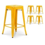 Kosmi - lot de 4 tabourets de bar style industriel jaune brillant - hauteur 66 cm