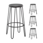 Kosmi - lot de 4 tabourets hauts style industriel ? m�tal noir mat ? pieds �pingle