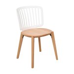 Kosmi - chaise eira design scandinave ? dossier rsine blanche, assise bois ? pieds bois naturel