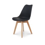 Kosmi - chaise style scandinave victoire - coque en rsine noire rembourre et pieds en bois naturel