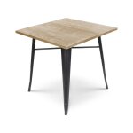 Kosmi - table style industriel en mtal noir mat et bois clair - 60x60cm