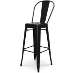 Kosmi - tabouret de bar en métal noir mat style industriel - avec dossier haut - hauteur 76 cm Kosmi - tabouret de bar en métal noir mat style industriel - avec dossier haut - hauteur 76 cm