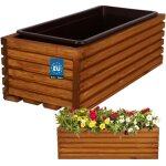 Kotarbau� jardini�re en bois pour terrasse avec insert en ch�ne 44 x 20 cm