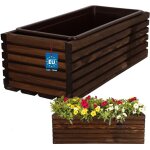 Kotarbau� jardini�re de jardin en bois pour terrasse avec insert marron 44 x 20 cm