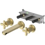 Kroos � - m�langeur de lavabo mural dor� bross� - hera