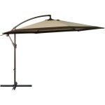 Kz garden - parasol de jardin inclinable �300cm design sable et bordure marron - parasol d�port� toile ...