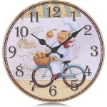 Kzq - 30cm horloge murale cuisine bois vintage, silencieuse pendules murales chef, retro design sans ...