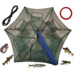 Kzq - 6 trous)filet de pêche pliable et portable, cage à crabes avec anneau flottant et corde pour attraper ... Kzq - 6 trous)filet de pêche pliable et portable, cage à crabes avec anneau flottant et corde pour attraper ...